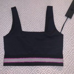 Black Noli Sports Bra with Pink Stripe